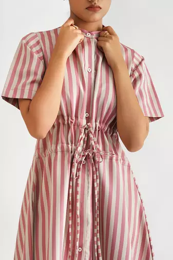 Pink/grey  cotton check dress