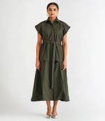 Dark green cotton twill dress