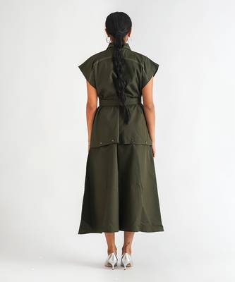 Dark green cotton twill dress 4