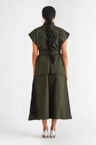 Dark green cotton twill dress