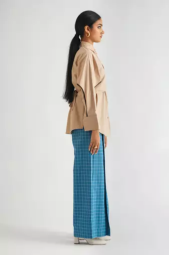 Beige cotton poplin tops