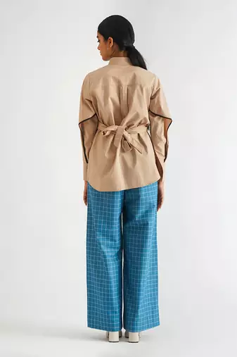 Beige cotton poplin tops