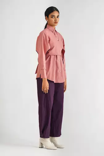 Beige cotton poplin tops