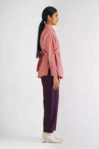 Beige cotton poplin tops