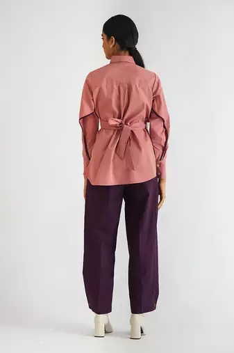 Beige cotton poplin tops