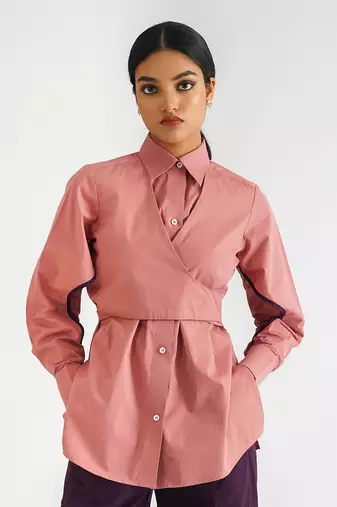Beige cotton poplin tops