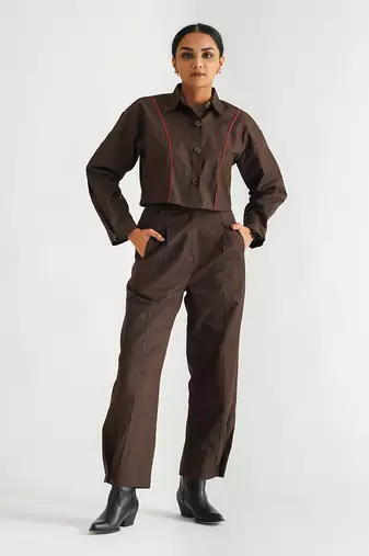 Brown cotton twill tops