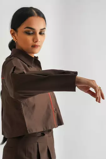Brown cotton twill tops
