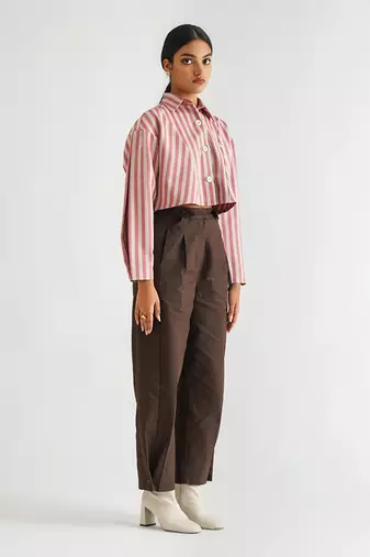 Pink/grey cotton satin  tops