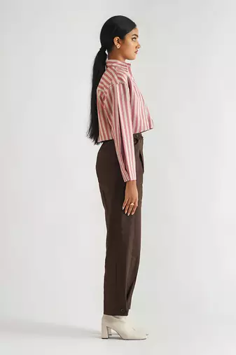 Pink/grey cotton satin  tops