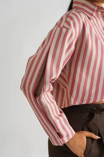 Pink/grey cotton satin  tops