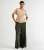 Beige cotton poplin tops