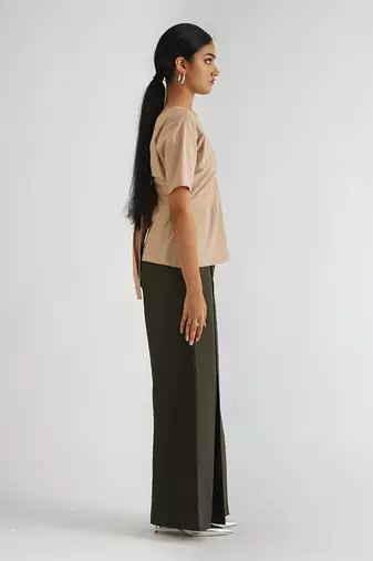 Beige cotton poplin tops