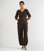Brown cotton twill tops
