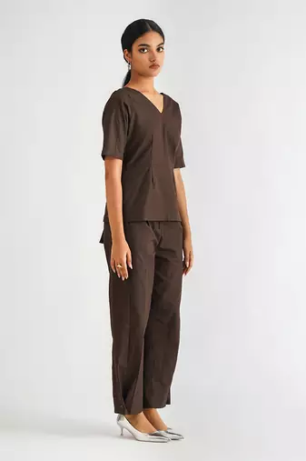 Brown cotton twill tops