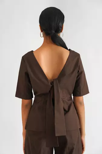 Brown cotton twill tops