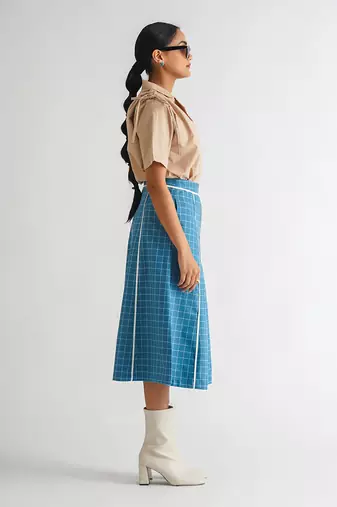 Beige cotton poplin tops