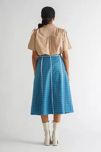 Beige cotton poplin tops