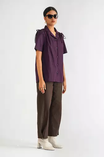 Puple cotton poplin tops