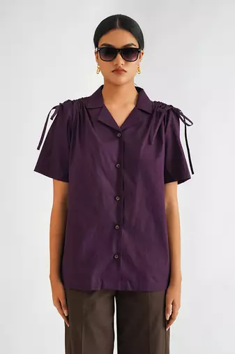 Puple cotton poplin tops