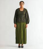 Dark green cotton twill tops