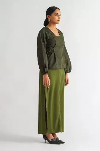 Dark green cotton twill tops