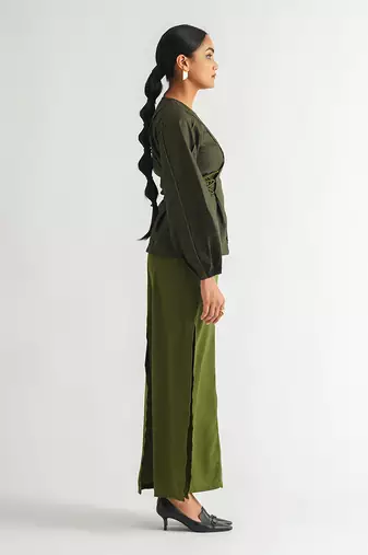 Dark green cotton twill tops