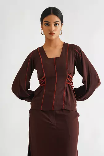 Wine moss crepe tops