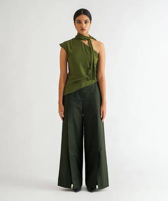 Green moss crepe tops 1