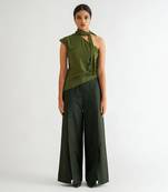 Green moss crepe tops