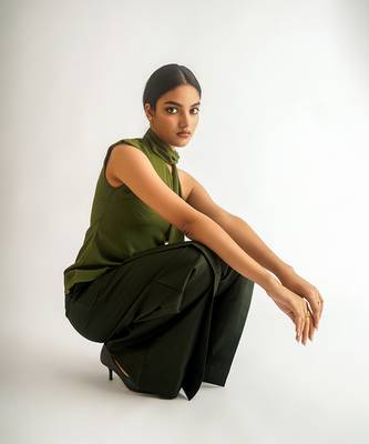 Green moss crepe tops 3