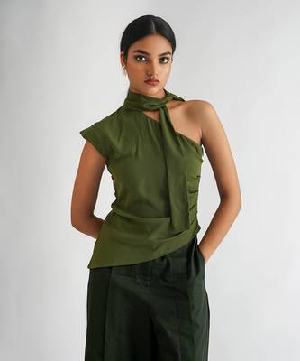 Green moss crepe tops 4