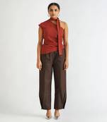 Warm red moss crepe tops
