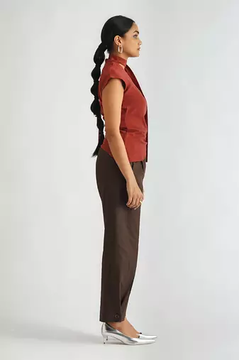 Warm red moss crepe tops