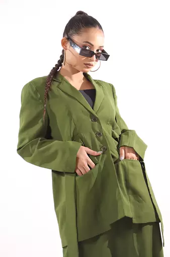 Green moss crepe blazer