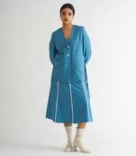 Blue cotton check tops