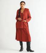 Warm red moss crepe tops