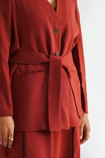 Warm red moss crepe tops