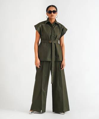Dark green cotton twill tops 1