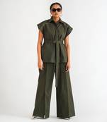 Dark green cotton twill tops