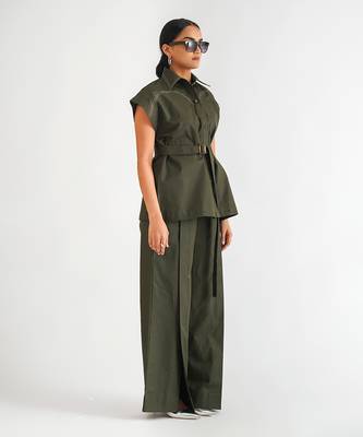 Dark green cotton twill tops 2