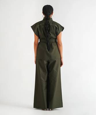 Dark green cotton twill tops 3