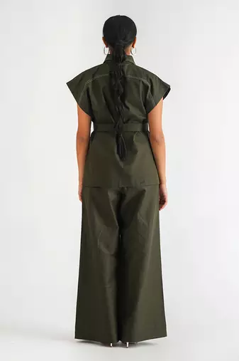 Dark green cotton twill tops