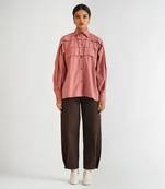 Dusty pink cotton poplin tops