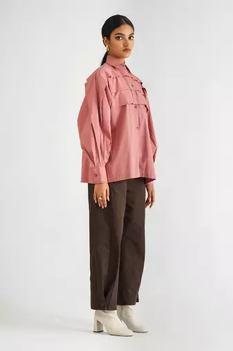 Dusty pink cotton poplin tops