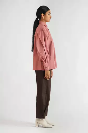 Dusty pink cotton poplin tops