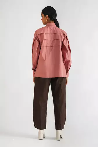 Dusty pink cotton poplin tops
