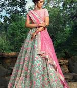Wonderful Green Floral Thread Embroidered Net Wedding Wear Lehenga Choli