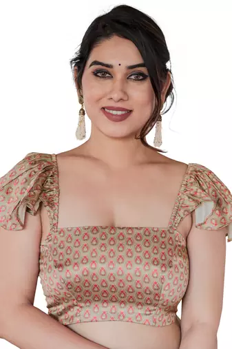 Dark wine organza floral print zari border saree with unstitched blouse piece