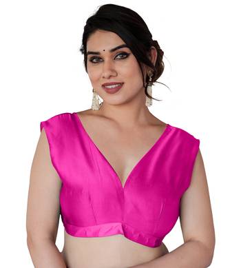 Rani Pink Silk Blend Golden Zari Woven Border Saree With Unstitched Blouse Piece 5